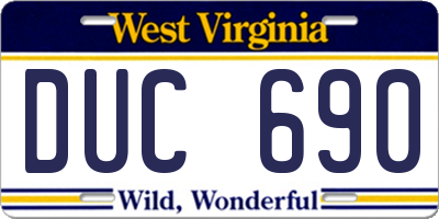 WV license plate DUC690
