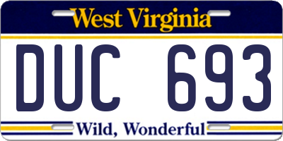 WV license plate DUC693