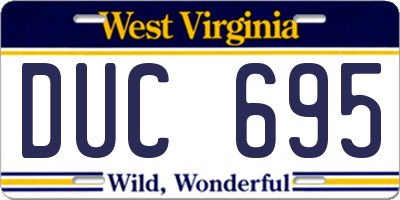 WV license plate DUC695