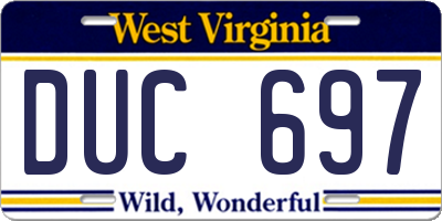 WV license plate DUC697