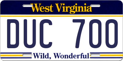 WV license plate DUC700