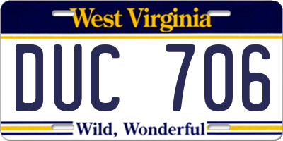 WV license plate DUC706