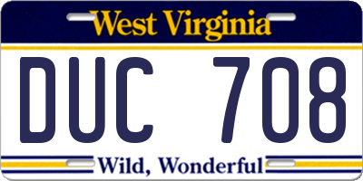 WV license plate DUC708