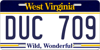 WV license plate DUC709