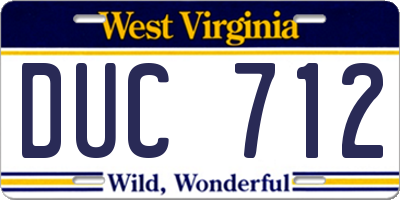 WV license plate DUC712