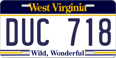 WV license plate DUC718