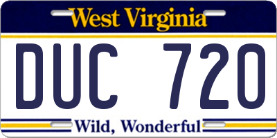 WV license plate DUC720