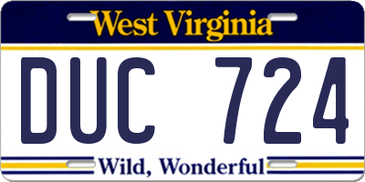 WV license plate DUC724