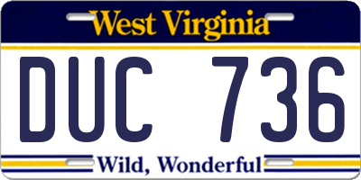 WV license plate DUC736