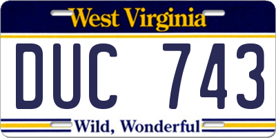 WV license plate DUC743