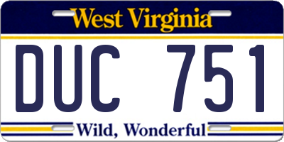 WV license plate DUC751