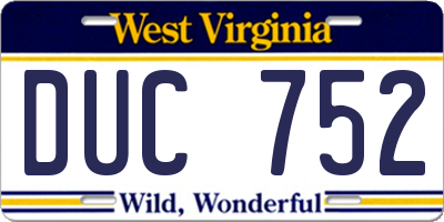 WV license plate DUC752