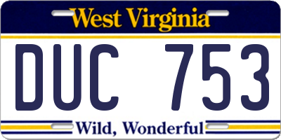 WV license plate DUC753
