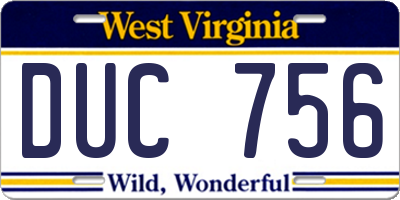 WV license plate DUC756