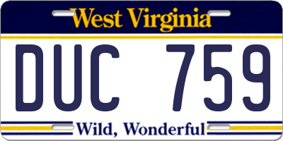 WV license plate DUC759