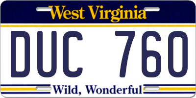 WV license plate DUC760