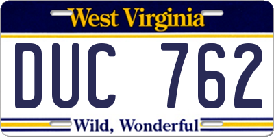 WV license plate DUC762