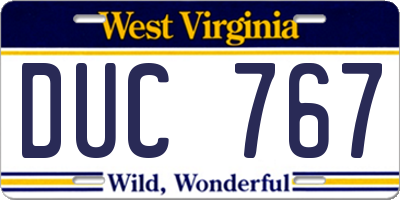 WV license plate DUC767