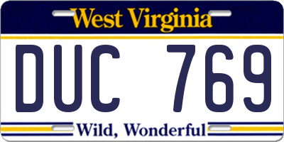 WV license plate DUC769