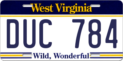 WV license plate DUC784