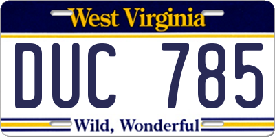 WV license plate DUC785