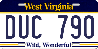 WV license plate DUC790