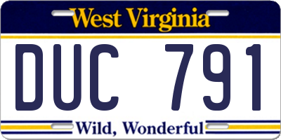 WV license plate DUC791