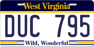 WV license plate DUC795