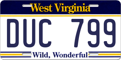 WV license plate DUC799