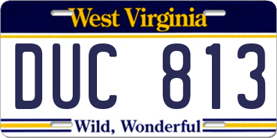 WV license plate DUC813