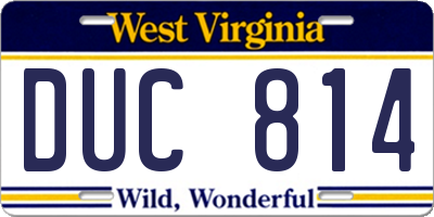 WV license plate DUC814