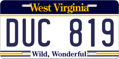 WV license plate DUC819