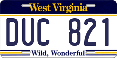 WV license plate DUC821