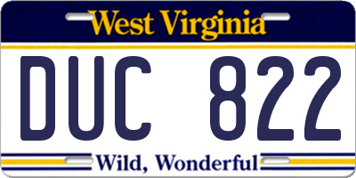 WV license plate DUC822