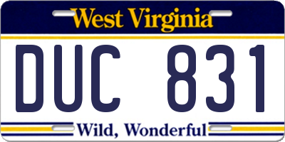 WV license plate DUC831