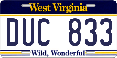 WV license plate DUC833