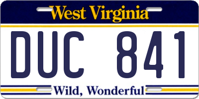 WV license plate DUC841