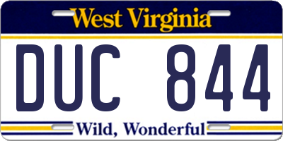 WV license plate DUC844