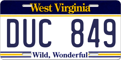 WV license plate DUC849