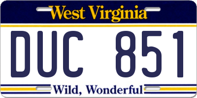 WV license plate DUC851