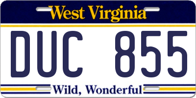 WV license plate DUC855