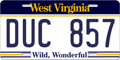 WV license plate DUC857