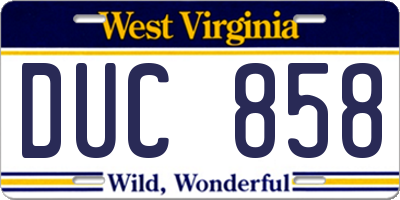 WV license plate DUC858