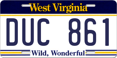 WV license plate DUC861