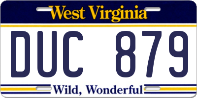 WV license plate DUC879