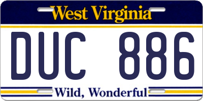 WV license plate DUC886