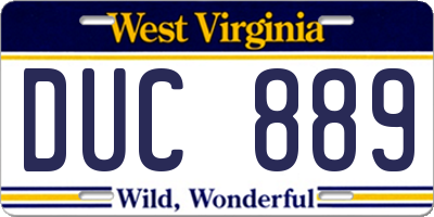 WV license plate DUC889