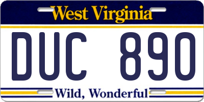 WV license plate DUC890