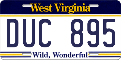 WV license plate DUC895