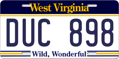 WV license plate DUC898